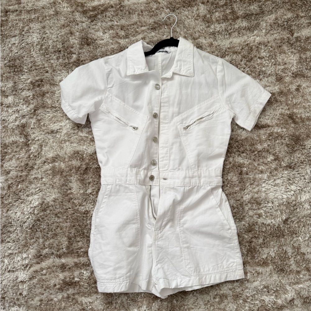 Zara White Short Sleeve Romper